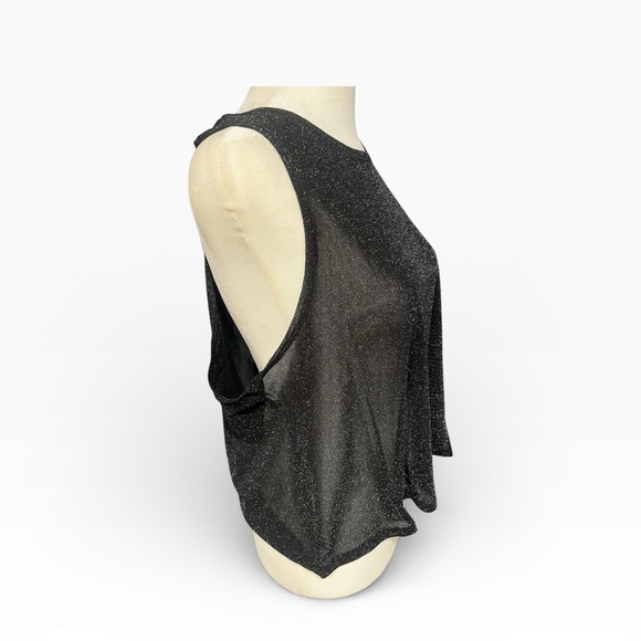 NWT No Boundaries Black Glitter Sheer Tank Top - Large - Picture 2 of 6
